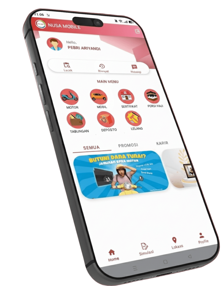 Tampilan Aplikasi BPR Nusa Mobile